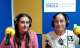 Las jugadores del Cabra F.S. Hinojosa y Sonia Moya en nuestros estudios