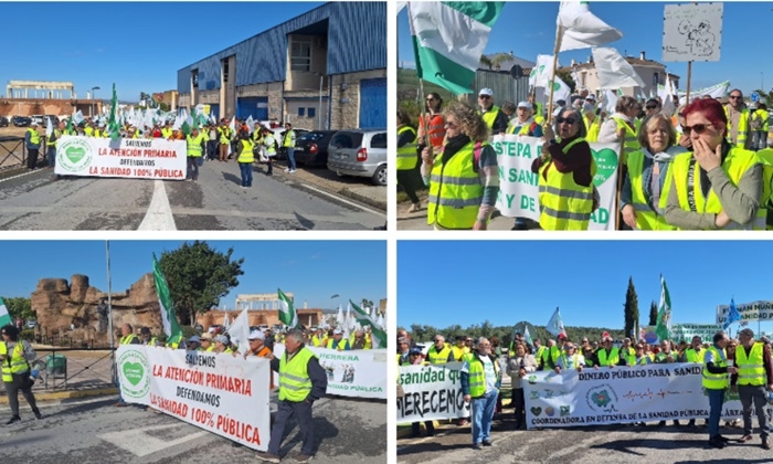 Las mareas por la sanidad p&uacute;blica confluyen en una gran manifestaci&oacute;n con corte de carretera entre Herrera y Puente Genil