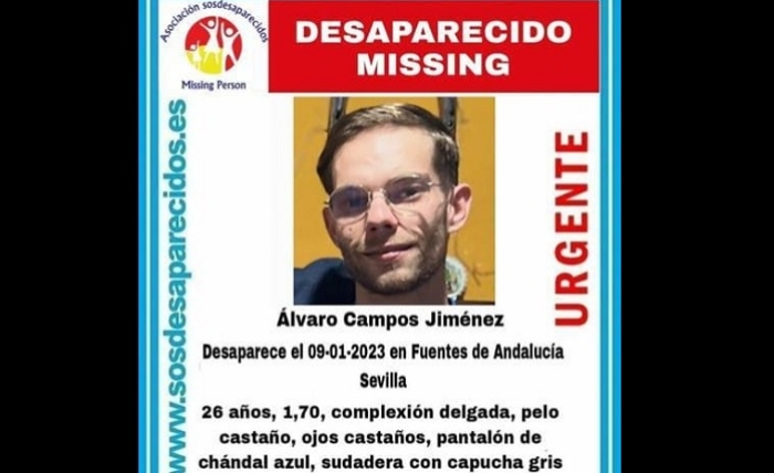 Fuentes de Andalucía busca a un joven de 26 años desaparecido desde el 9 de enero