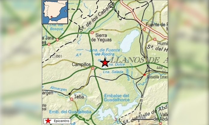 Registrado otro leve terremoto de 2,1 grados en el entorno de Campillos