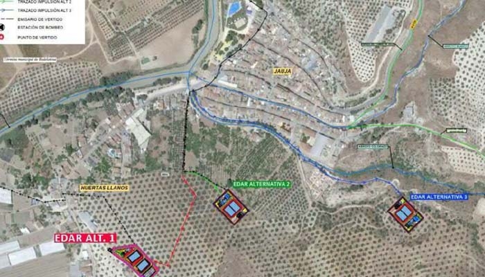 Plano con las ubicaciones propuestas a la futura EDAR. 