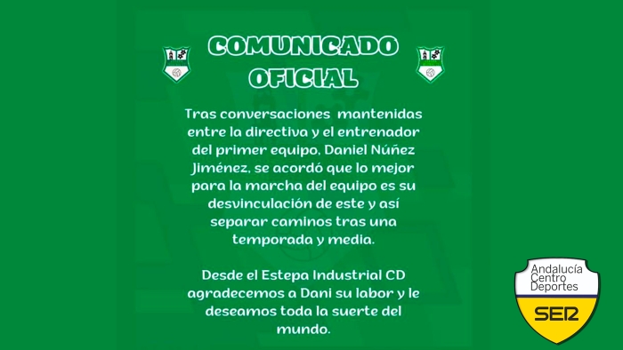El Estepa Industrial destituye a Dani Talega