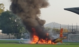 Arde un helicoptero sanitario en la Ciudad Deportiva de Cabra