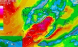 Mapa de las rachas de viento en la zona.