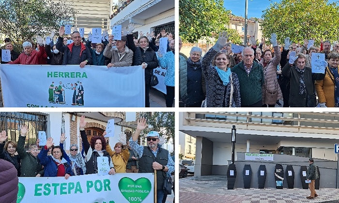 Manos blancas en alto: Herrera conmemora as&iacute; un a&ntilde;o de movilizaciones para recuperar a sus m&eacute;dicos