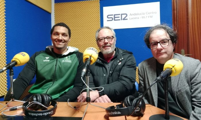 Igor da Silva, Miguel Herrador y Sergio Lasu&eacute;n en los estudios de SER Lucena