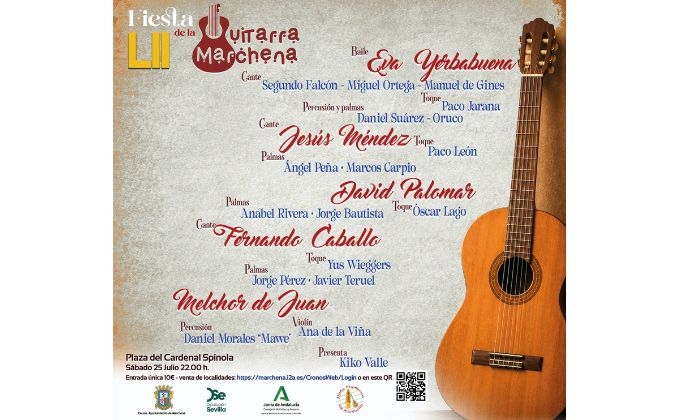 Eva Yerbabuena, Jes&uacute;s M&eacute;ndez y David Palomar en la Fiesta de la Guitarra de Marchena