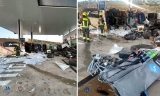 Un cami&oacute;n pierde el control y se estrella contra una gasolinera en Antequera