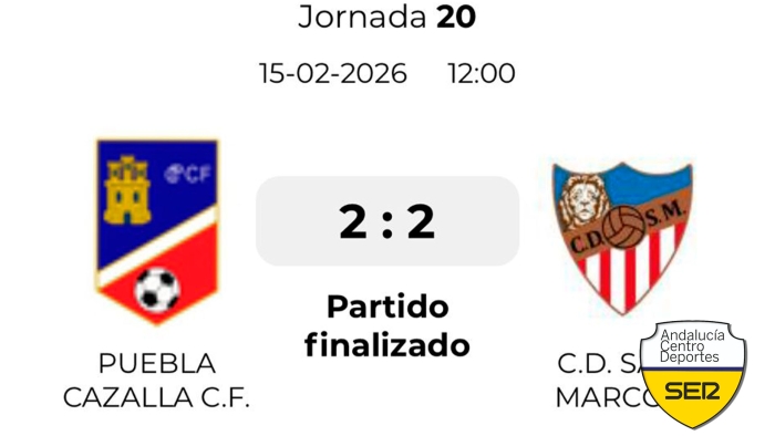 El Puebla de Cazalla se viste de gigante y frena al l&iacute;der (2-2)